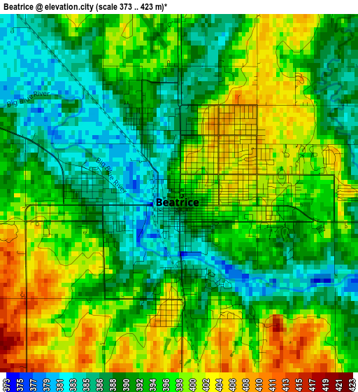 Beatrice elevation map