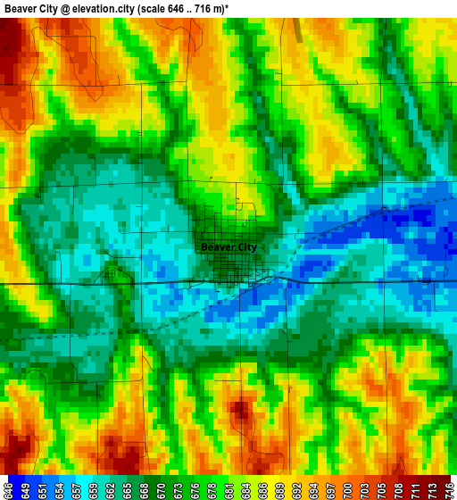 Beaver City elevation map