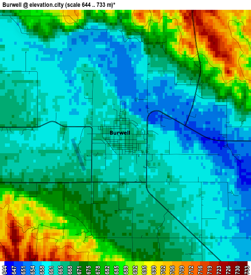 Burwell elevation map