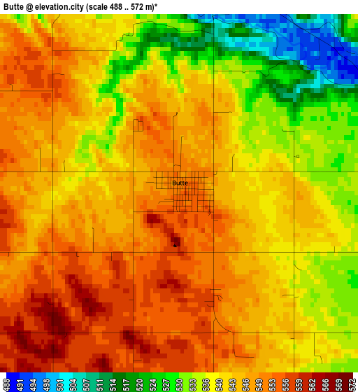 Butte elevation map