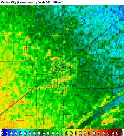 Central City elevation map