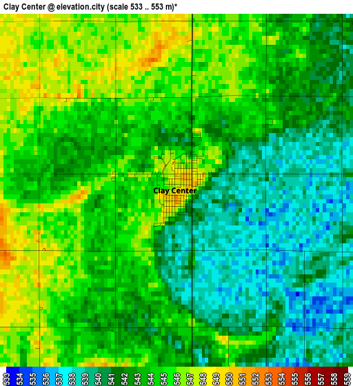 Clay Center elevation map