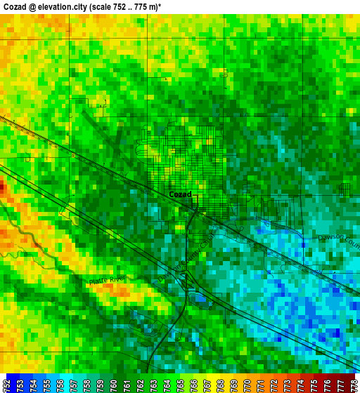 Cozad elevation map