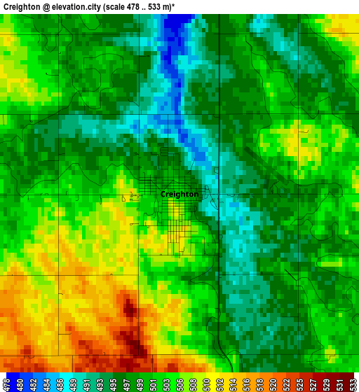 Creighton elevation map