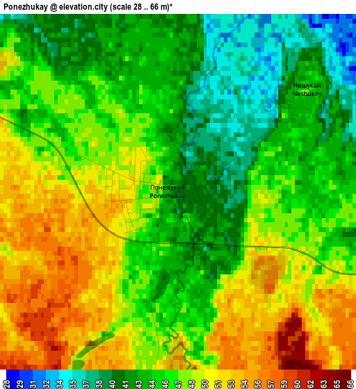 Ponezhukay elevation map