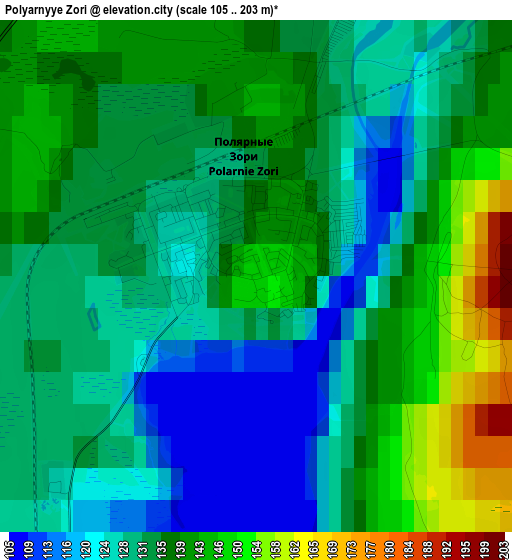 Polyarnyye Zori elevation map