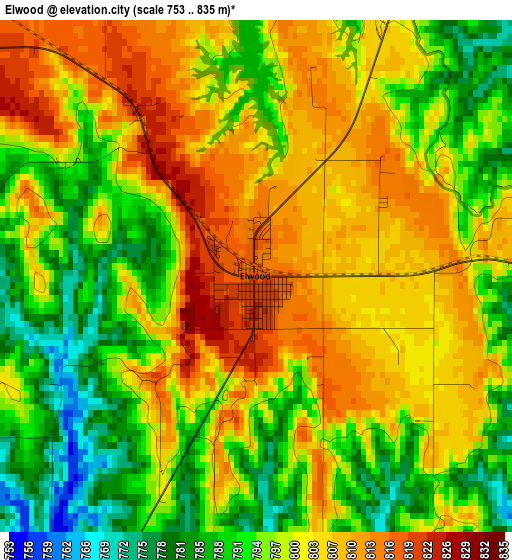 Elwood elevation map