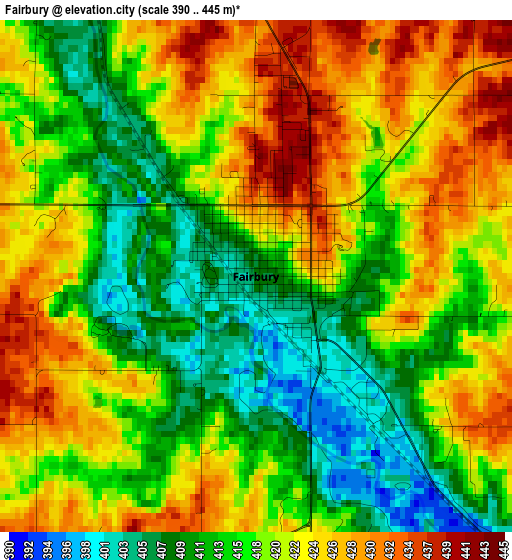 Fairbury elevation map