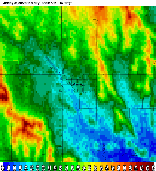 Greeley elevation map