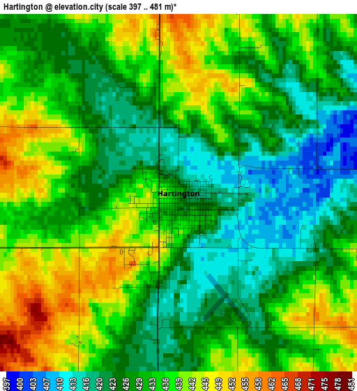 Hartington elevation map