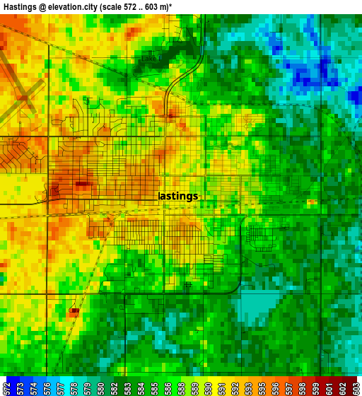 Hastings elevation map