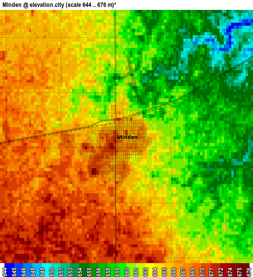 Minden elevation map