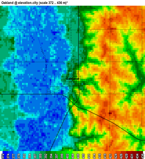 Oakland elevation map