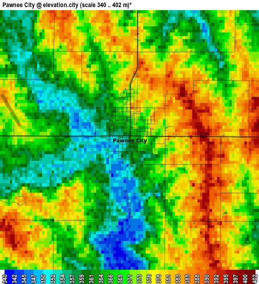 Pawnee City elevation map