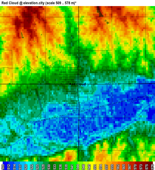 Red Cloud elevation map