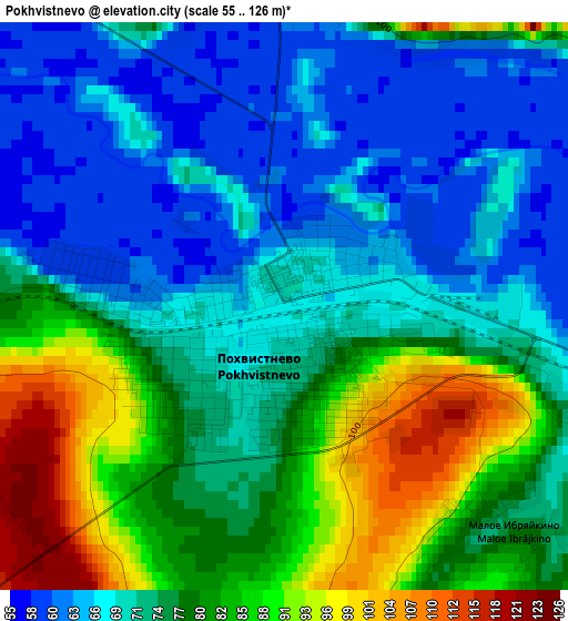 Pokhvistnevo elevation map