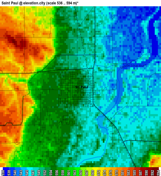 Saint Paul elevation map