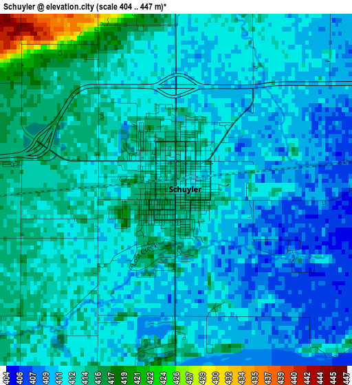 Schuyler elevation map