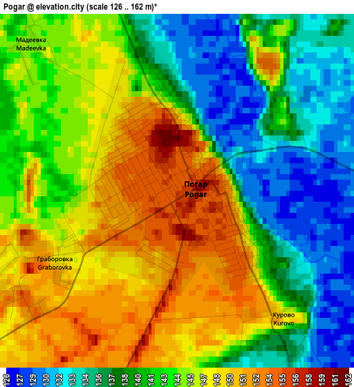 Pogar elevation map