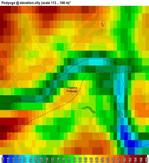 Podyuga elevation map