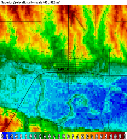 Superior elevation map