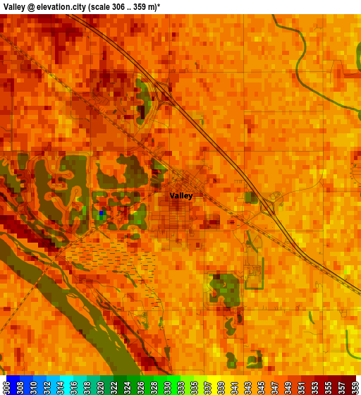 Valley elevation map