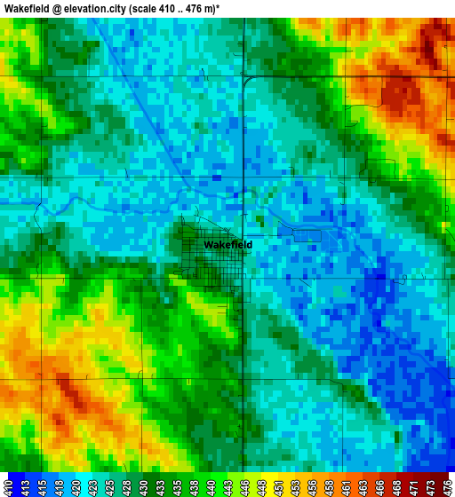 Wakefield elevation map