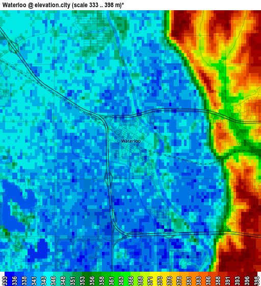 Waterloo elevation map