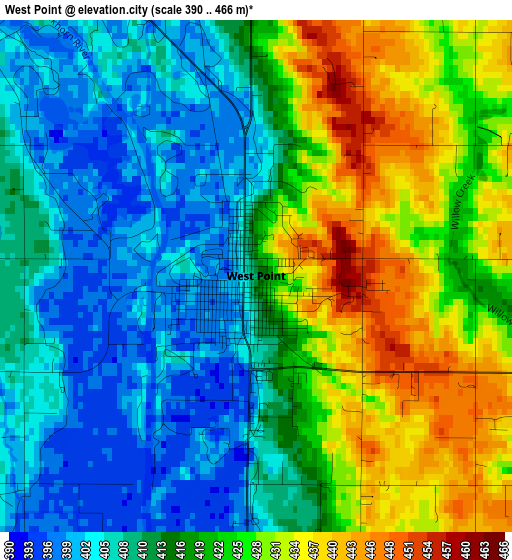 West Point elevation map