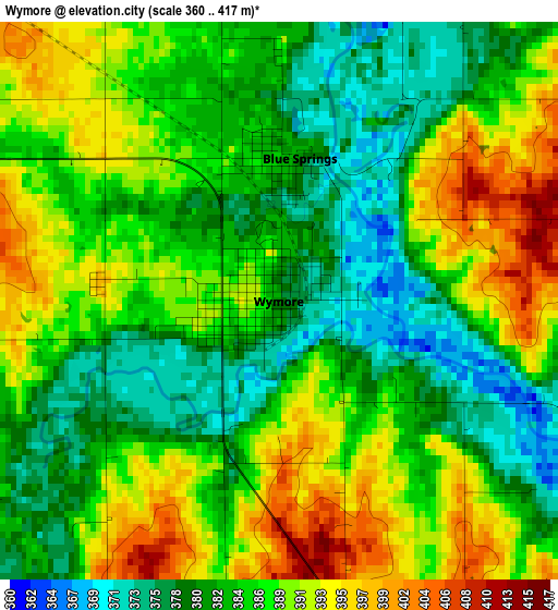 Wymore elevation map