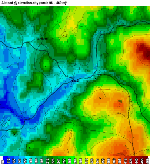 Alstead elevation map