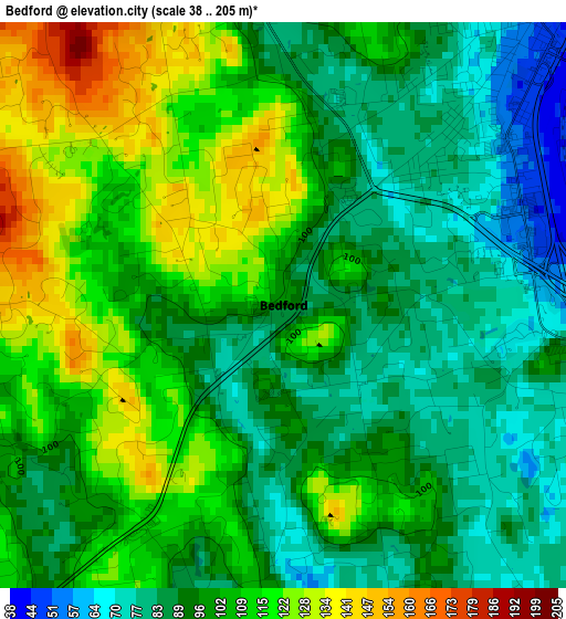 Bedford elevation map