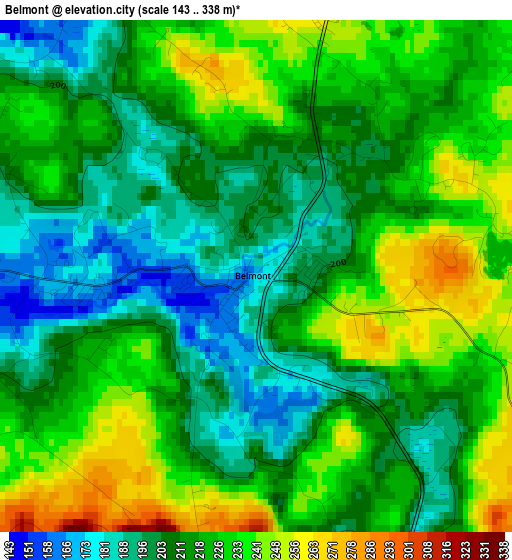 Belmont elevation map