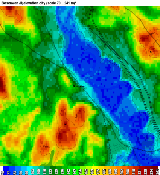 Boscawen elevation map