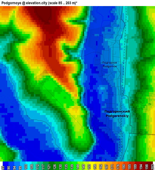 Podgornoye elevation map