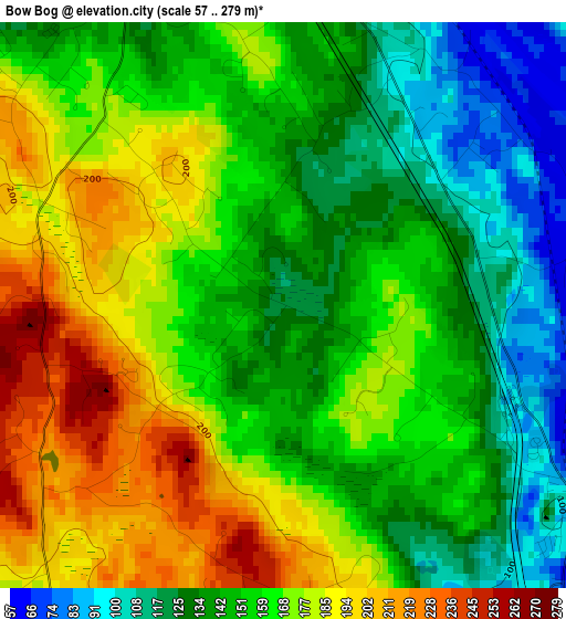 Bow Bog elevation map