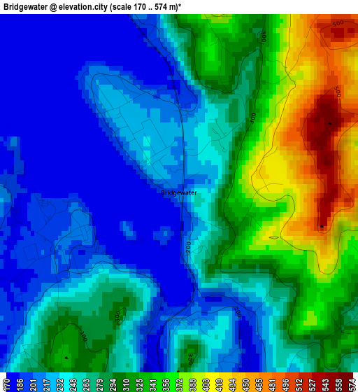 Bridgewater elevation map