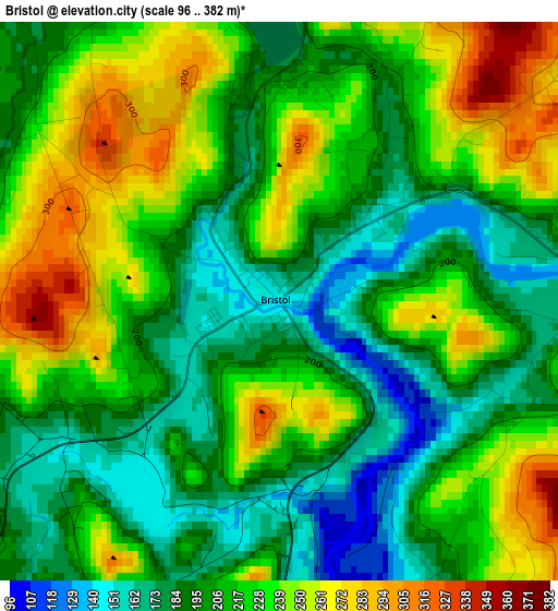 Bristol elevation map