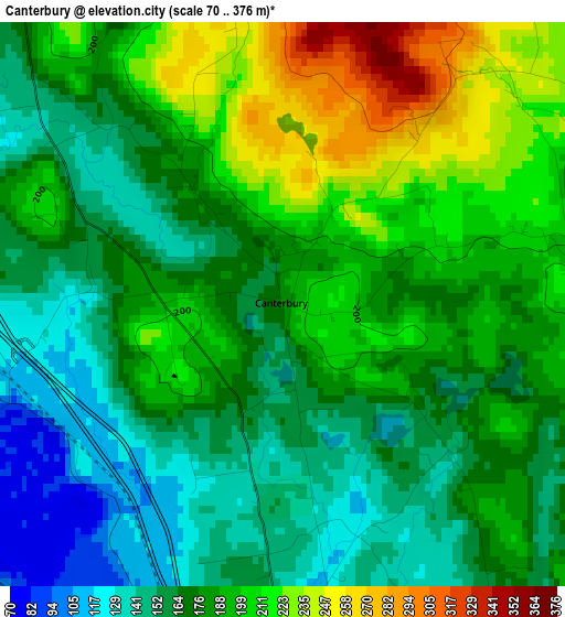 Canterbury elevation map