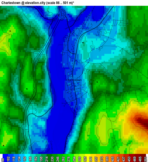 Charlestown elevation map