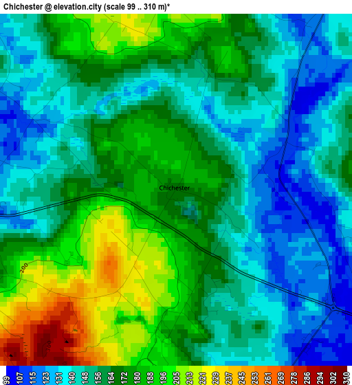 Chichester elevation map