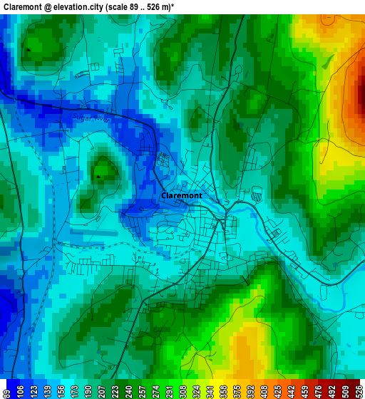 Claremont elevation map