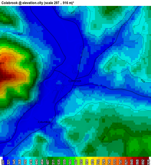 Colebrook elevation map