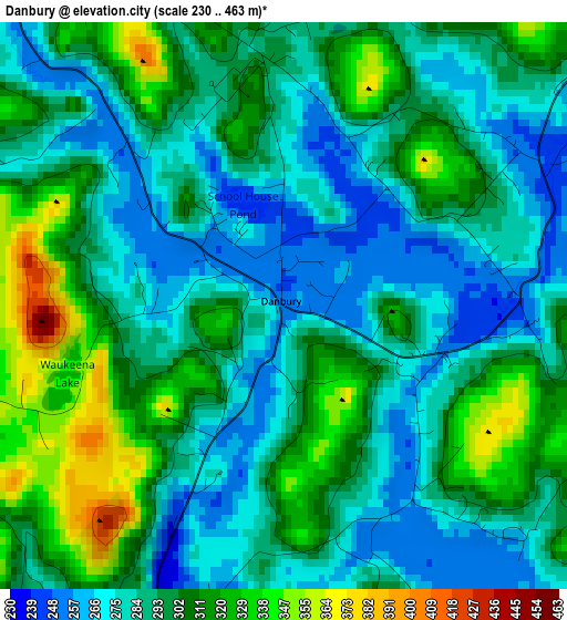 Danbury elevation map