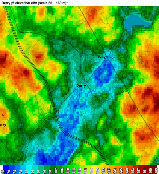 Derry elevation map