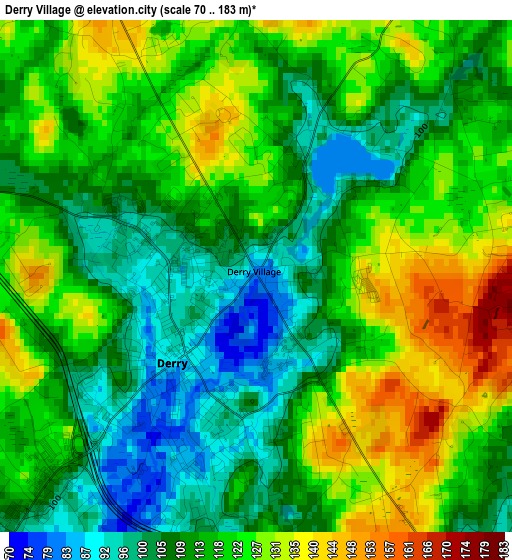 Derry Village elevation map