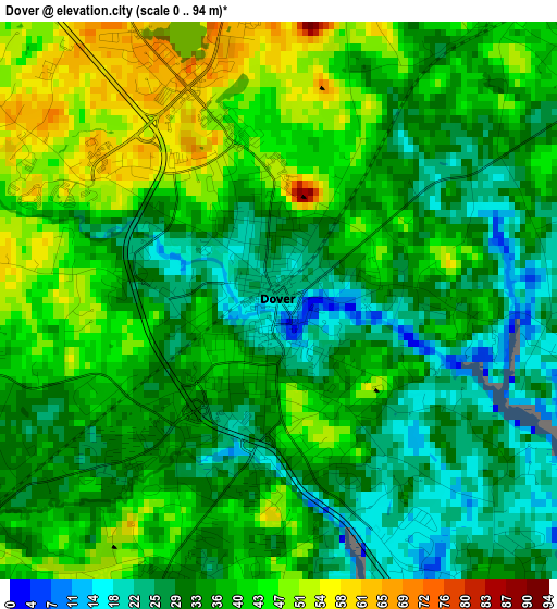 Dover elevation map