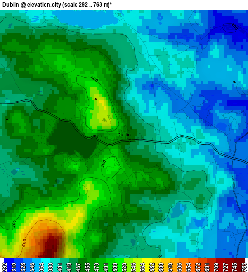 Dublin elevation map