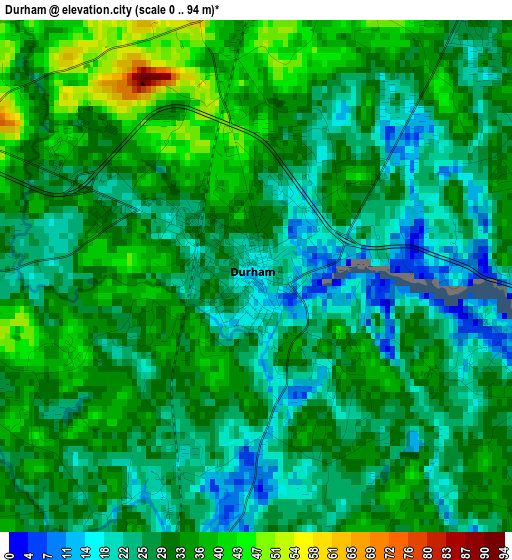 Durham elevation map