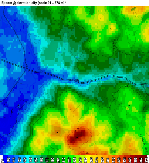 Epsom elevation map